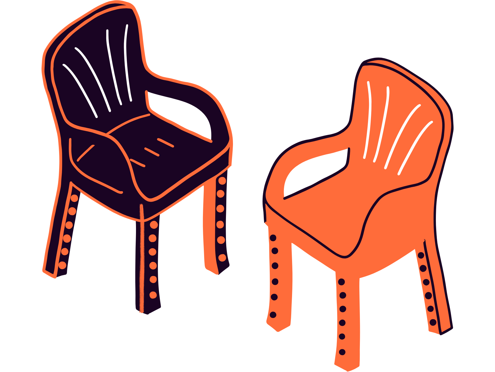 Ilustração de duas cadeiras laranjas